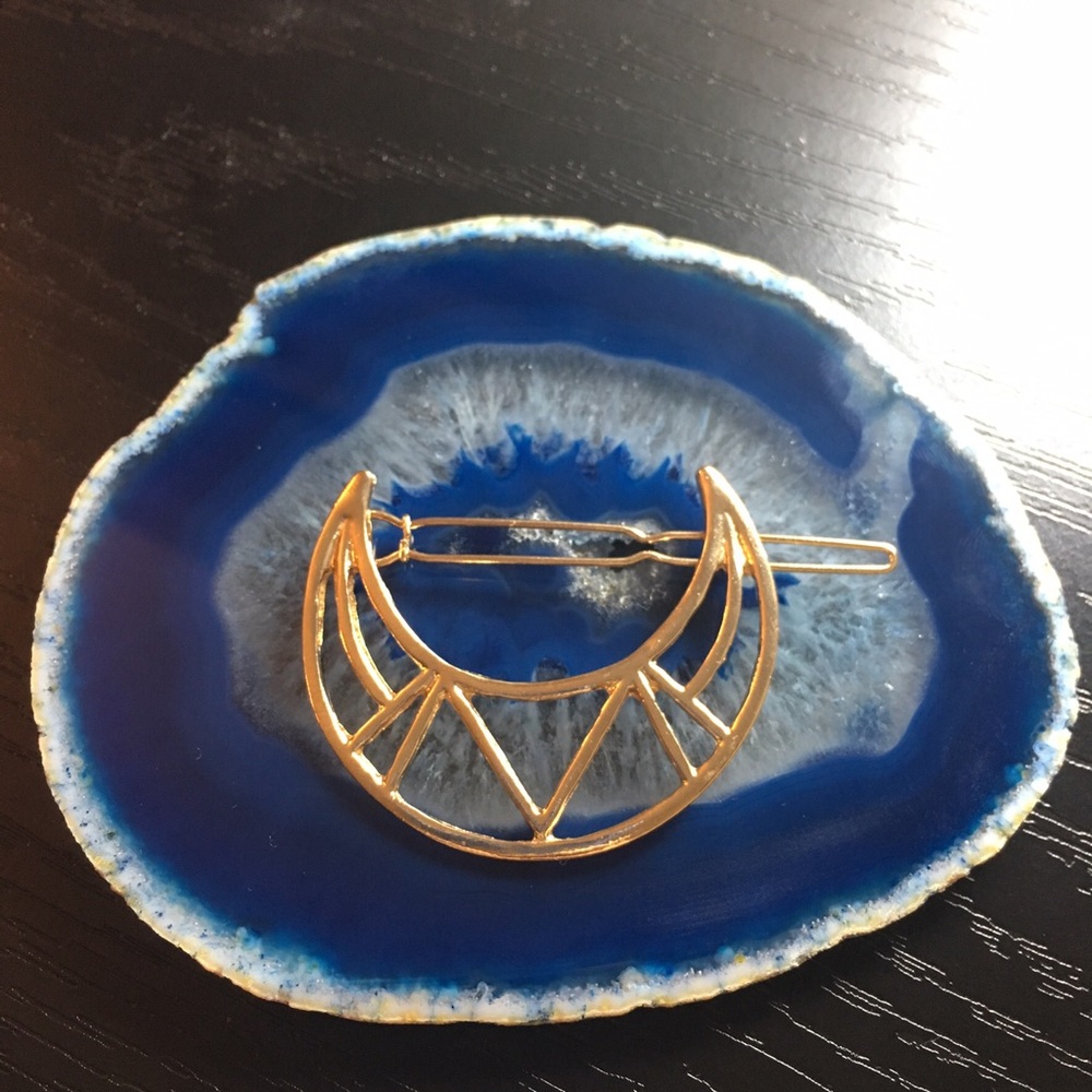 Geometric gold half-moon hair clip