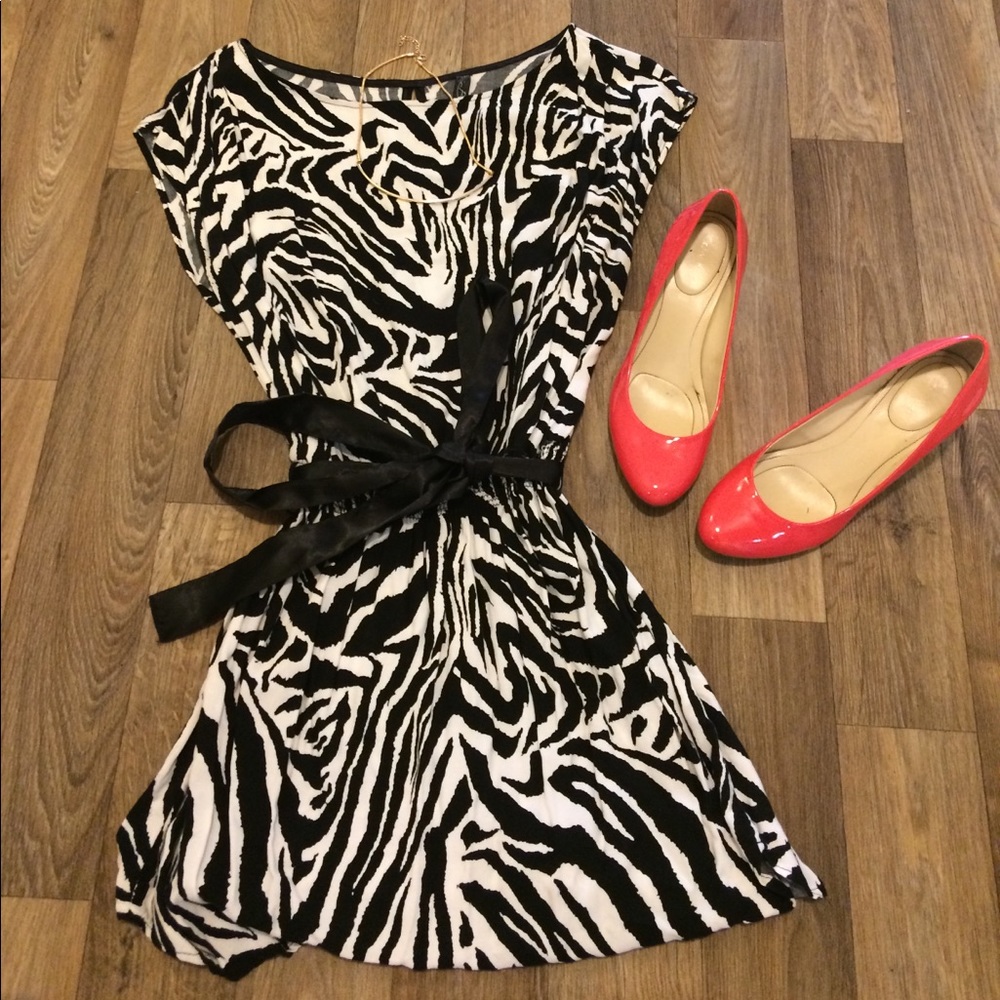 Zebra Print Mini Dress with Sash