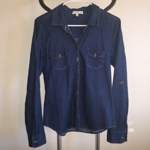 Love Fire Navy Blue Button Down