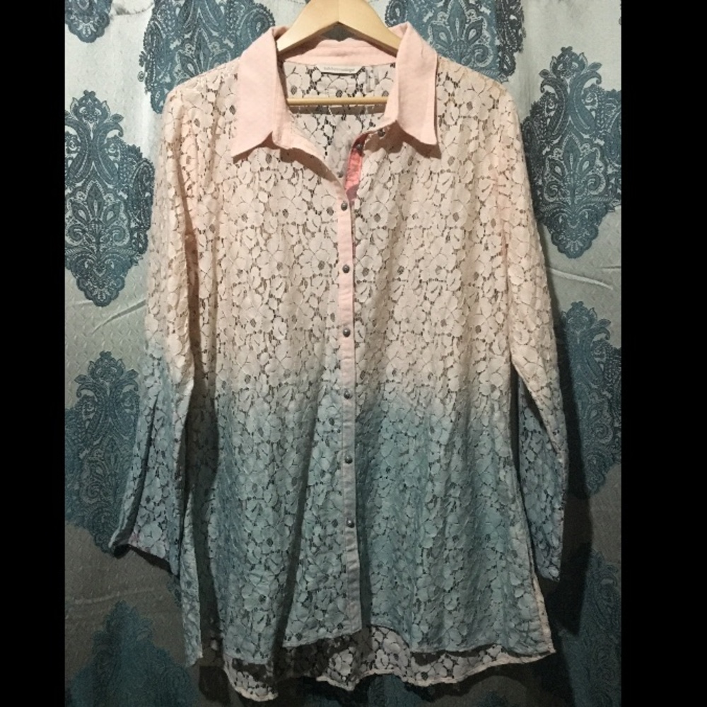 Soft Surroundings Multi Color Lace Top Size XL