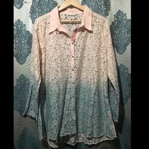 Soft Surroundings Multi Color Lace Top Size XL