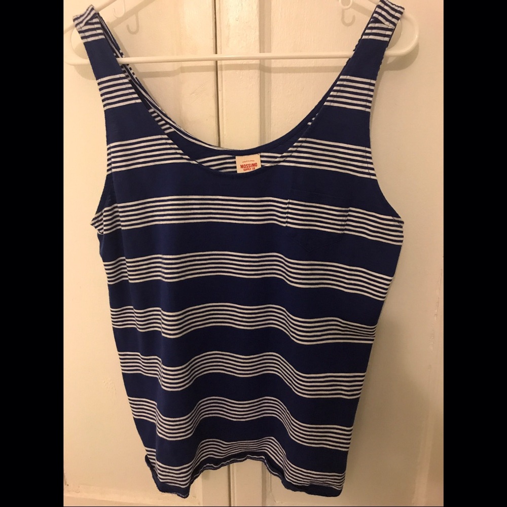Blue and white striped tank