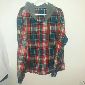 Xxl mens flannel hoddied shirt.