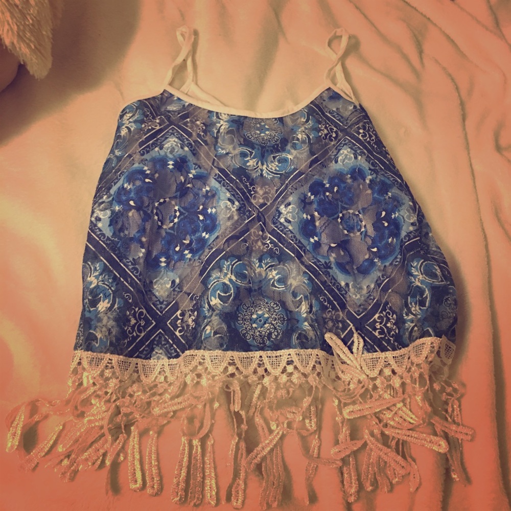 Boho cropped tank top