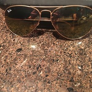Ray Bans sunglasses gold frame and gold glasses