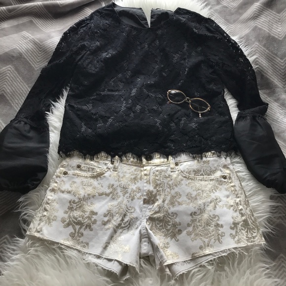 7 For All Mankind Pants - 7 For All Manking Gold Printed White Shorts
