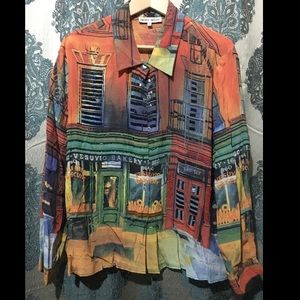 NEW Nicole Taylor Beaded Bakery Scene 100% Silk