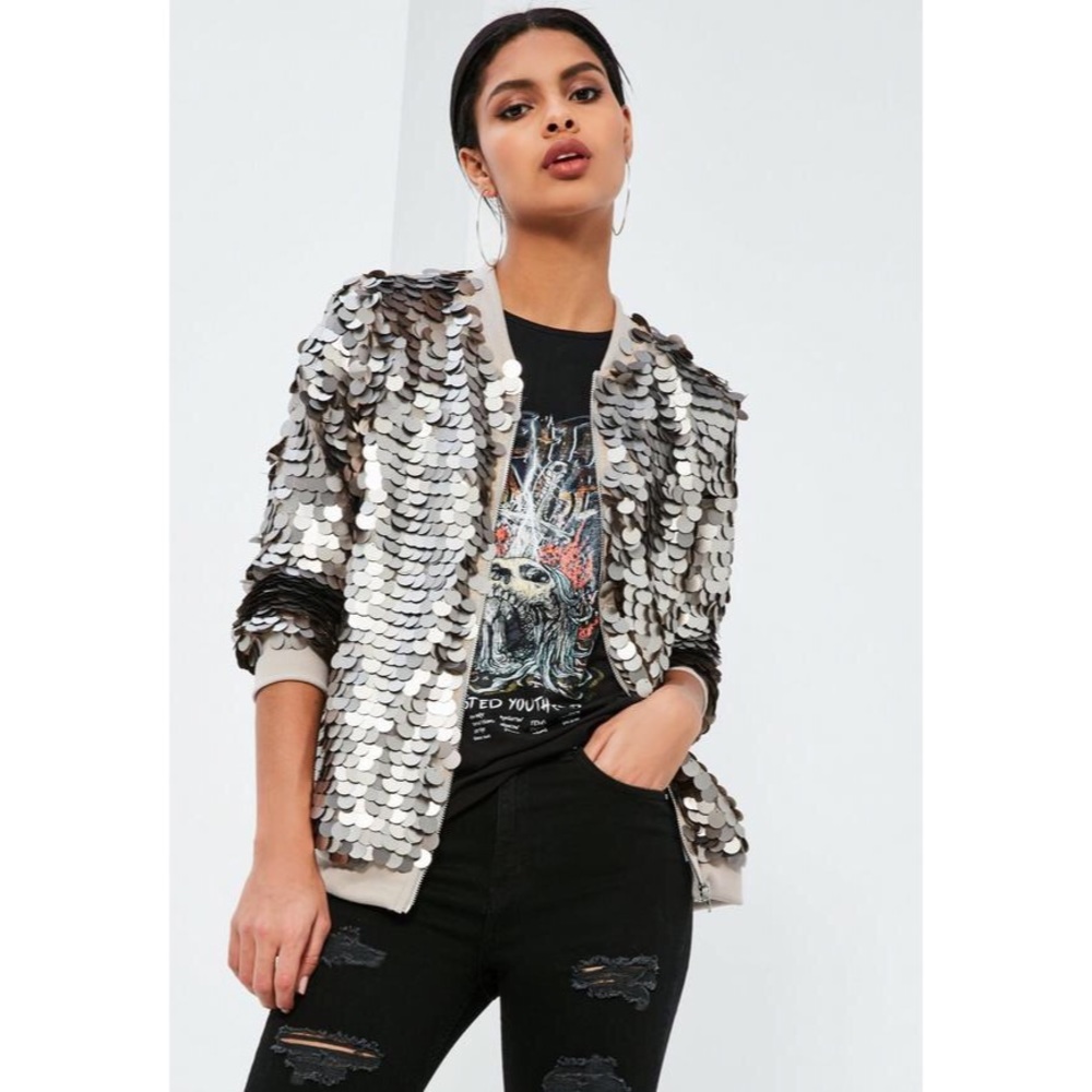 **SOLD** NWT Missguided Sequin Bomber Jacket