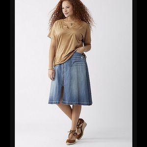 Lane Bryant zip front denim skirt