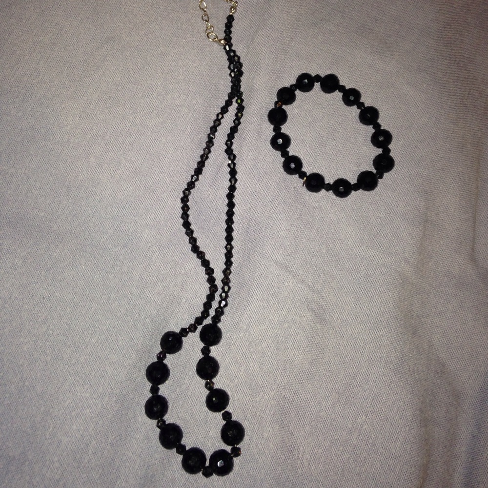 Sexy black bracelet and necklace set