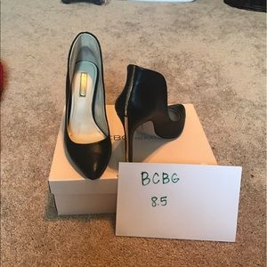 Black leather high heel