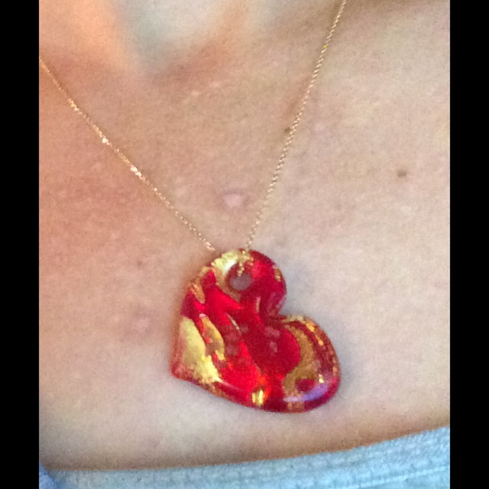 10KT gold necklace with Murano glass heart