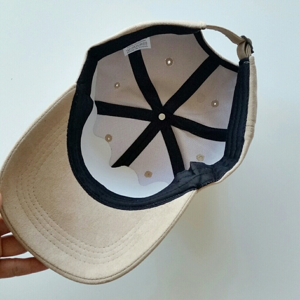 Vegan Suede Baseball Cap - Light Tan - Picture 4 of 4