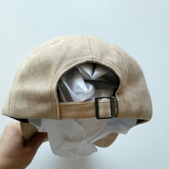 Vegan Suede Baseball Cap - Light Tan - Picture 3 of 4