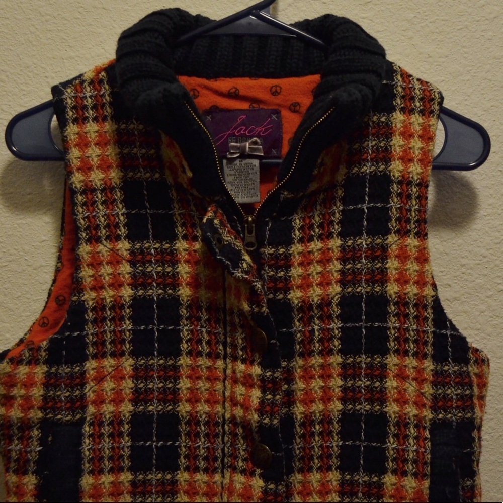 Orange and Navy Plaid Vest