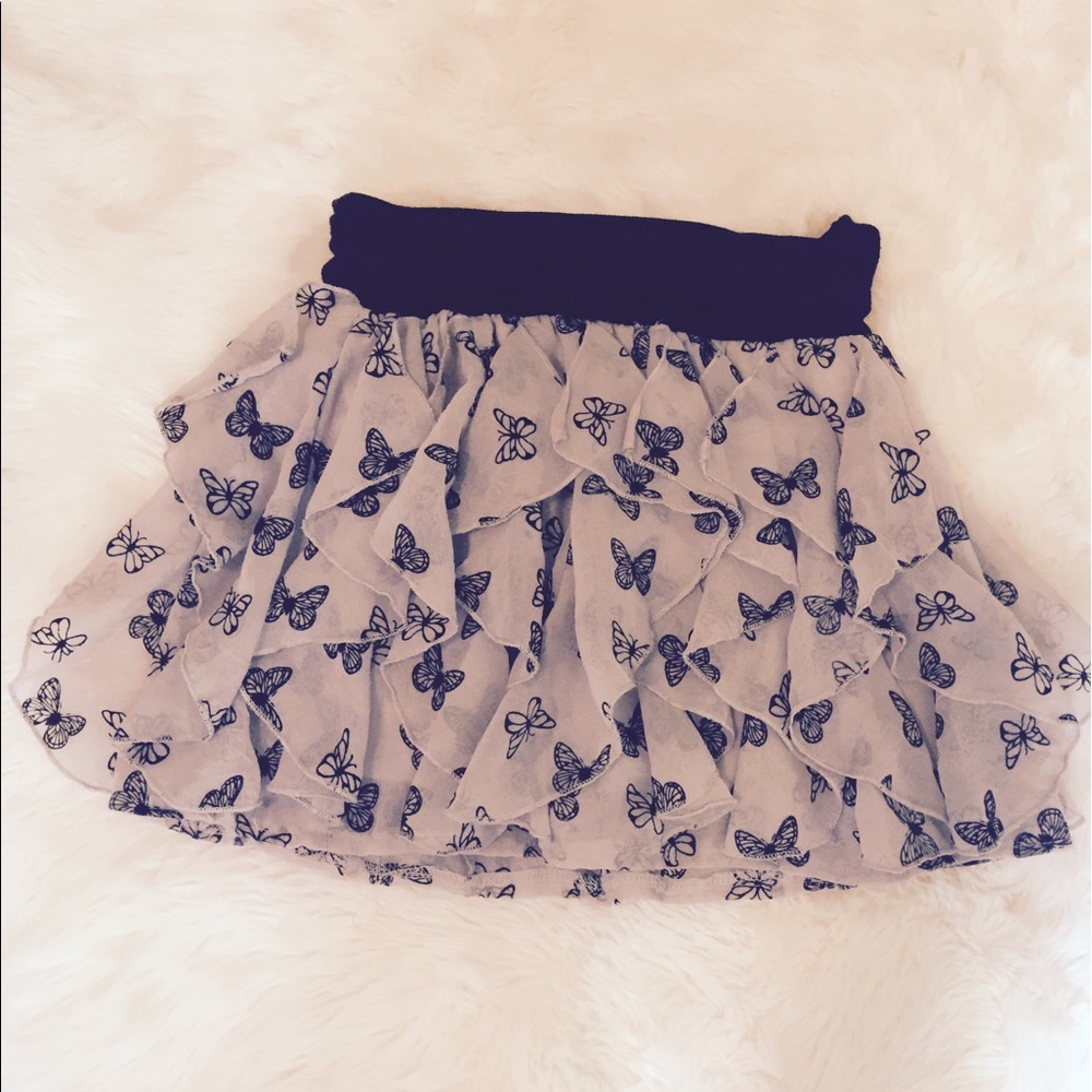 Black and Gray Butterfly Mini Skirt