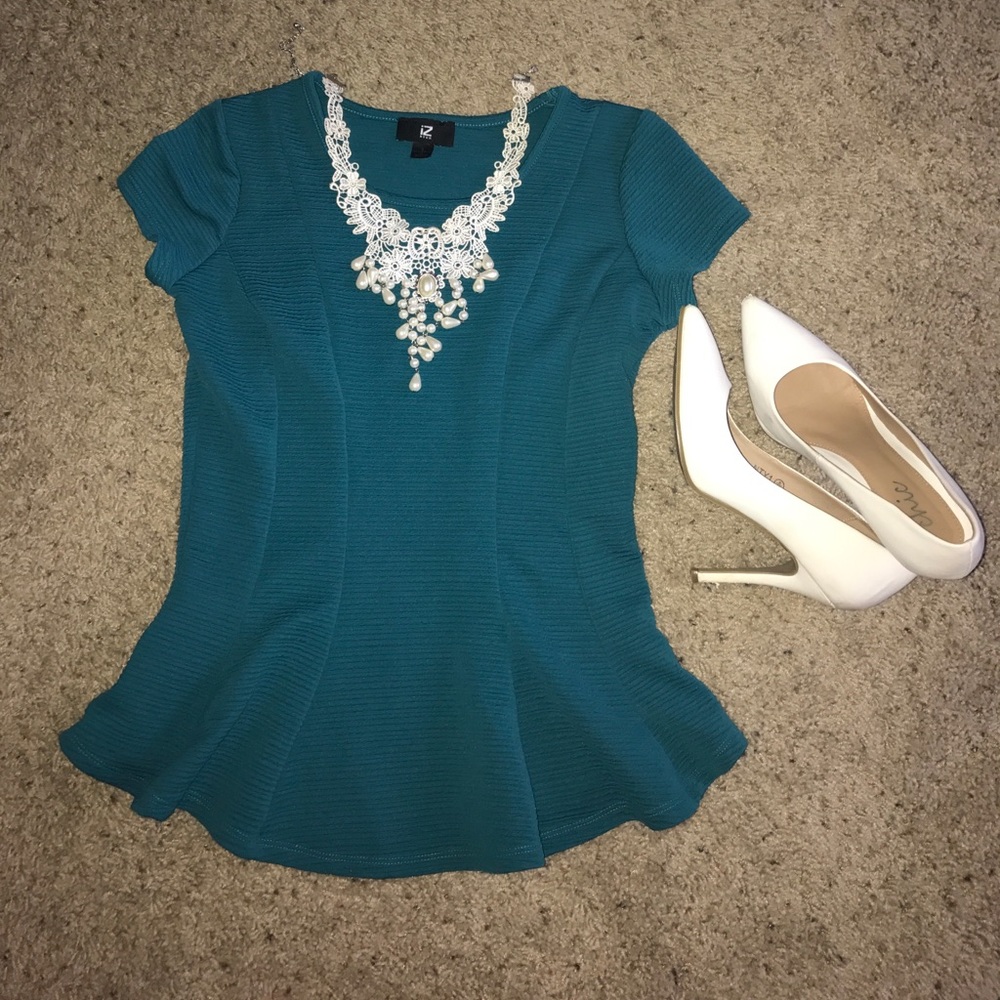 Teal peplum top