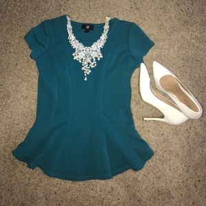 Teal peplum top