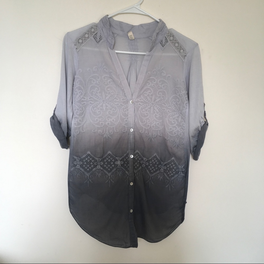 Anthropologie TINY Brand Embroidered Ombré Top