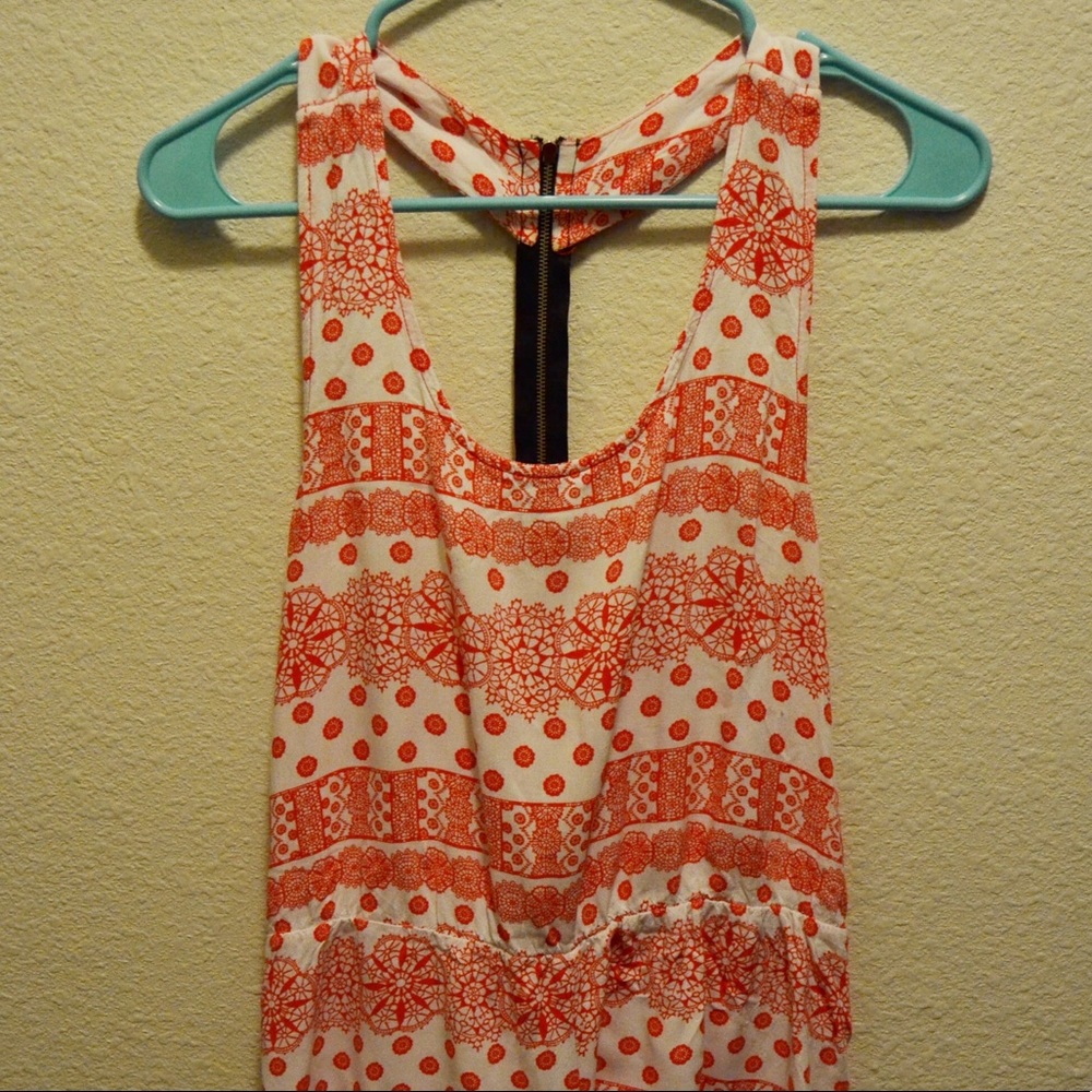 White and red printed romper