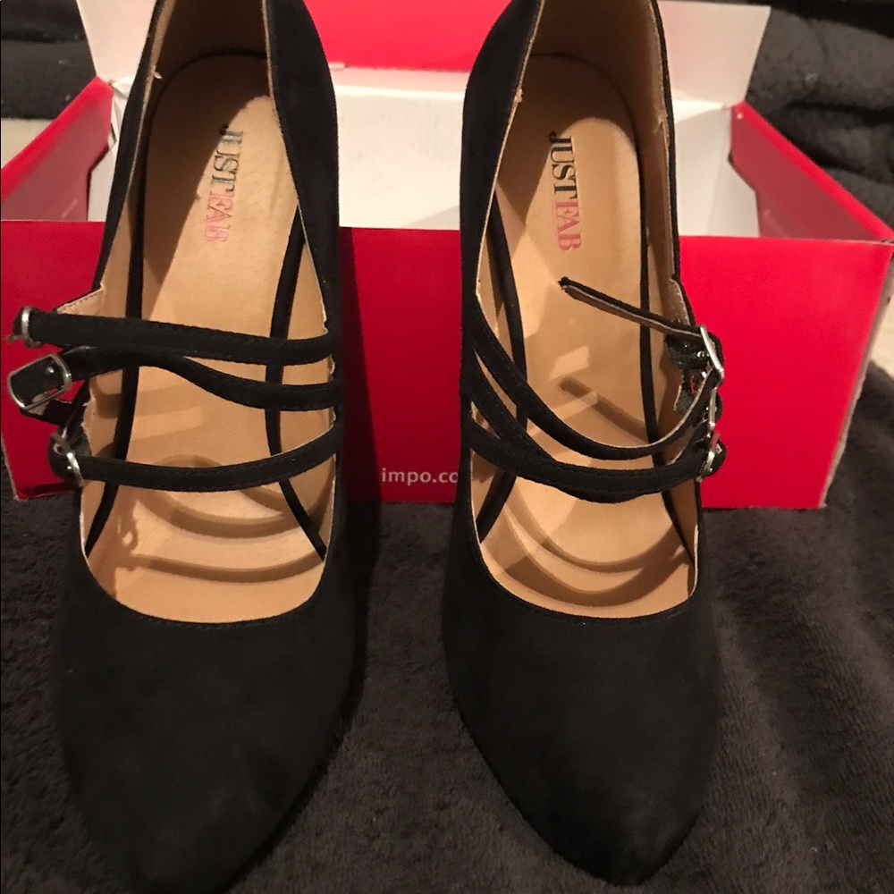 Just Fab black suede heels. Negotiable.