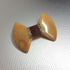 1920's Art Deco Celluloid and Rhinestone Brooch