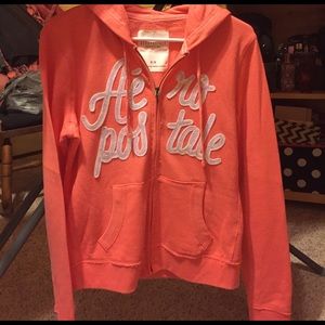 Coral/pink light zip up hoodie. Aeropostale. Sz. M