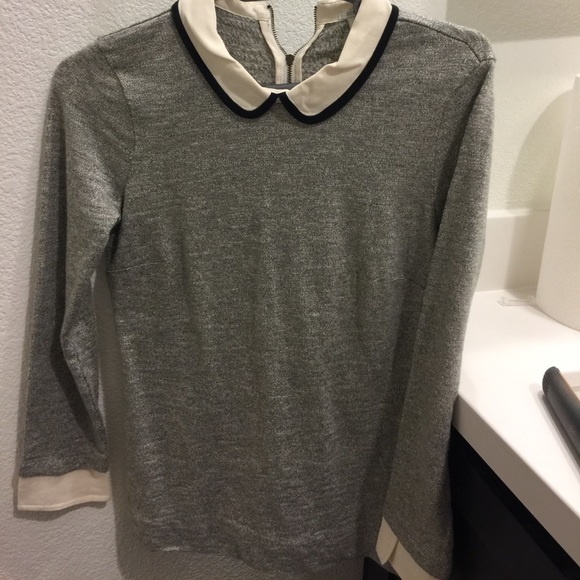 JCREW grey collared top XXS never worn - Picture 2 of 3