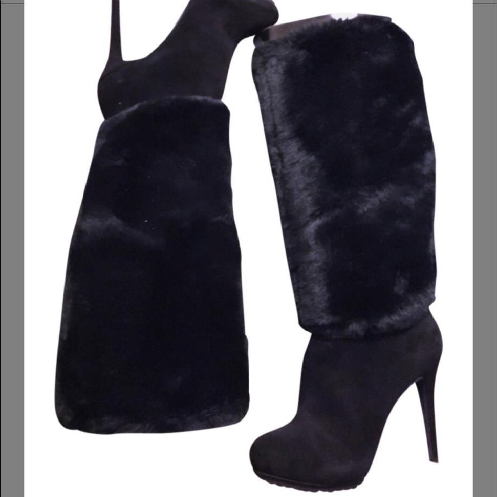 Nine West
New Faux Fur Suede Knee Black Boots