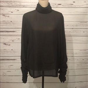 Vintage 90s Sheer Witchy Rouched Flowy Turtleneck