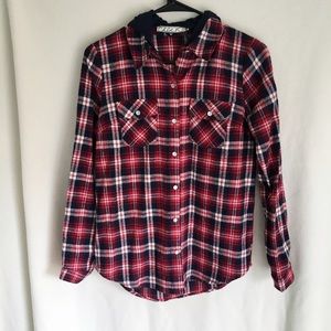 NWT Francesca's plaid button flannel