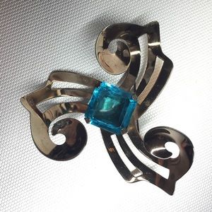 1940's Retro Vintage Huge Rhinestone Brooch