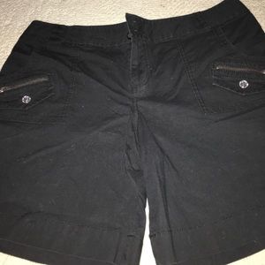 Black shorts that can be cuffed or worn longer