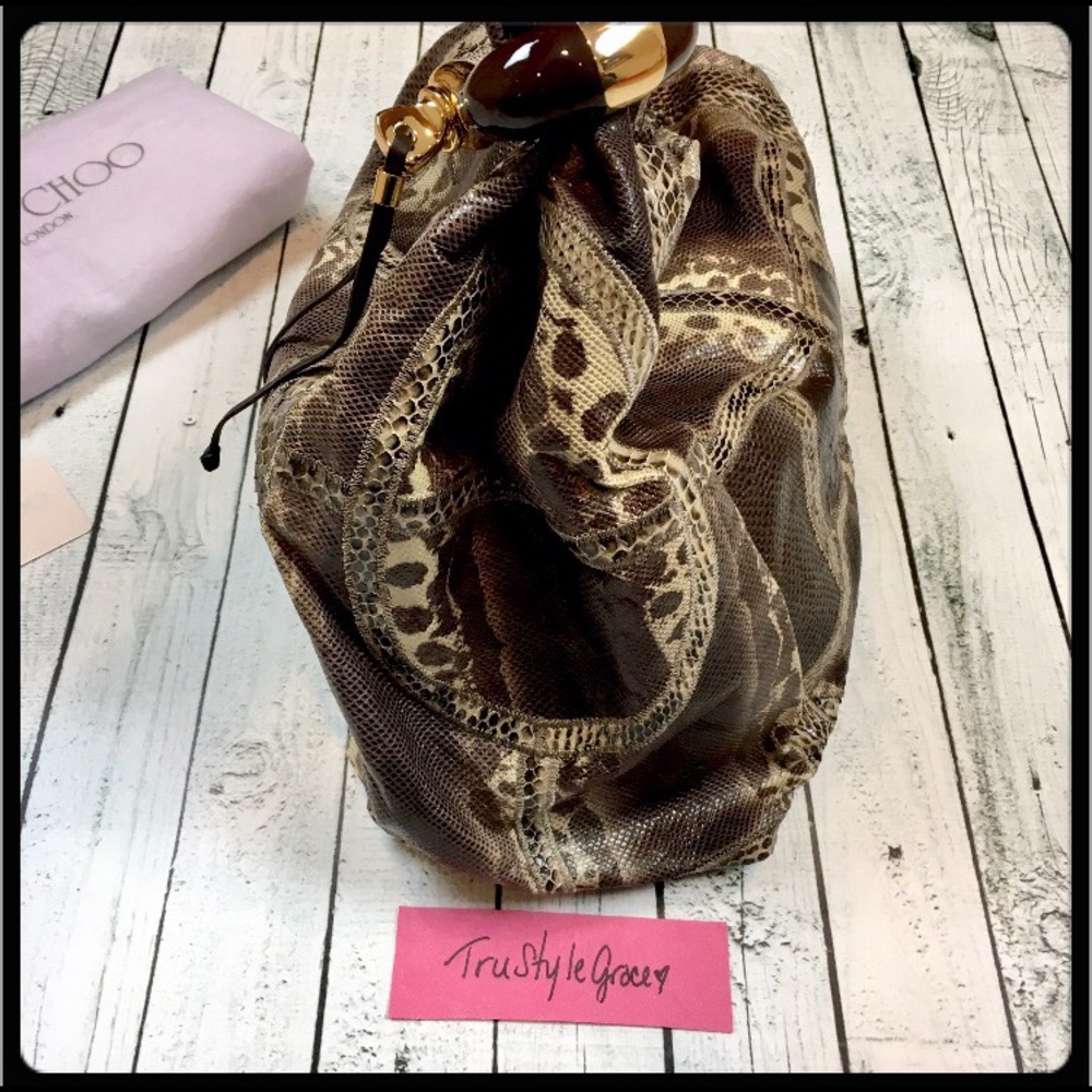 NWT 💯Authentic Jimmy Choo Snakeskin Saba Hobo Bag - Picture 3 of 8