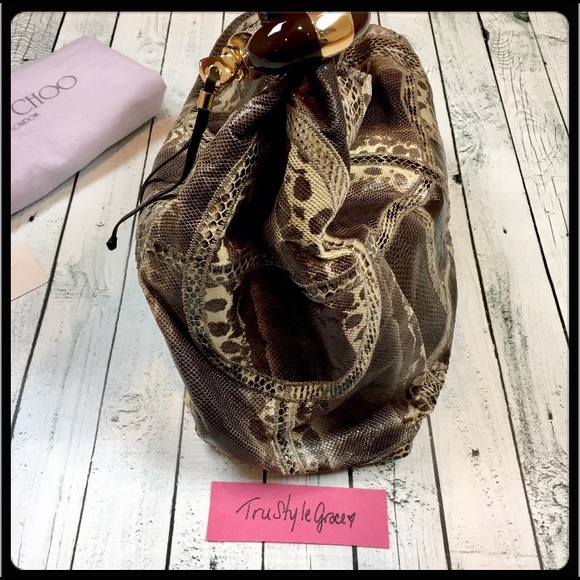 NWT 💯Authentic Jimmy Choo Snakeskin Saba Hobo Bag - Picture 3 of 8