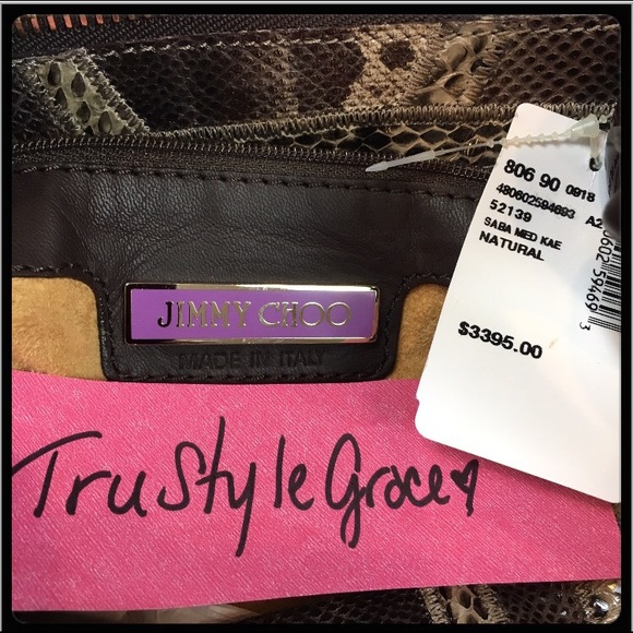 NWT 💯Authentic Jimmy Choo Snakeskin Saba Hobo Bag - Picture 6 of 8