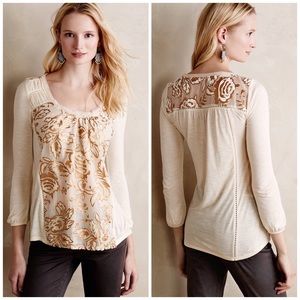 Anthropologie Mariana Burnout Velvet Top