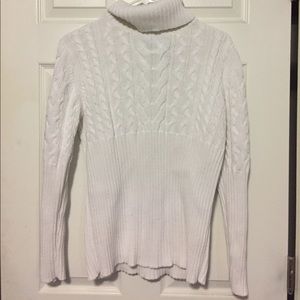 White cotton turtleneck sweater