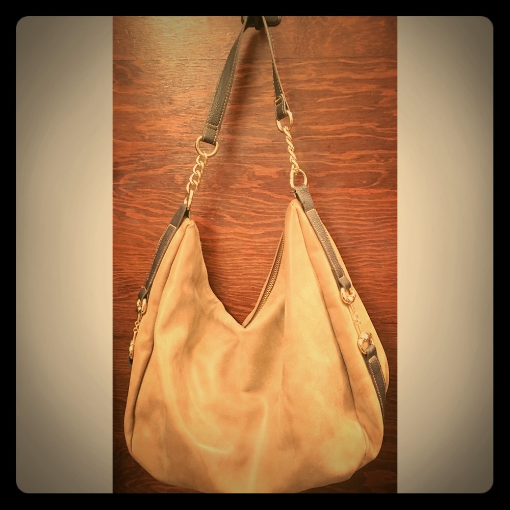 Faux Suede Carmel Handbag
