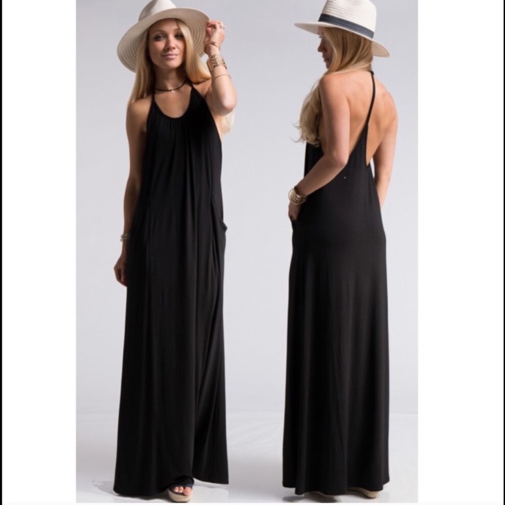 Jersey T Strap Maxi dress w/pockets