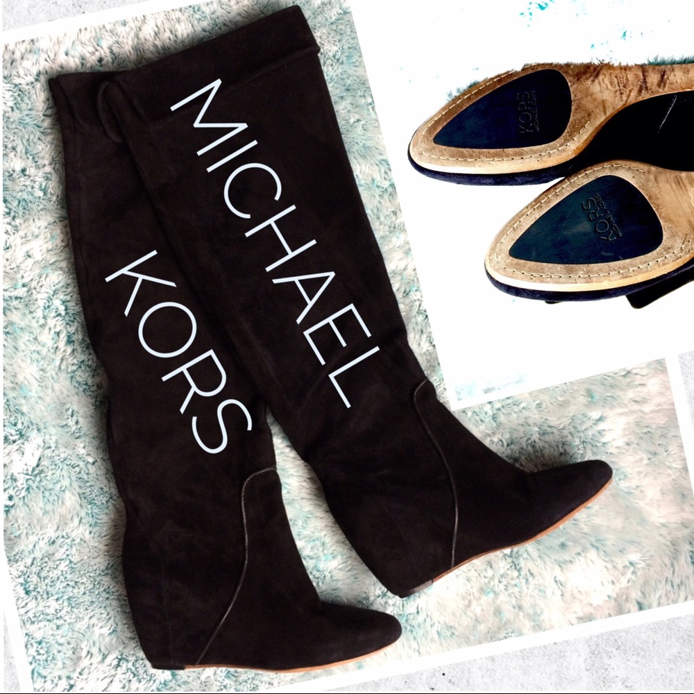 Michael Kors high black boot suede wedge Black