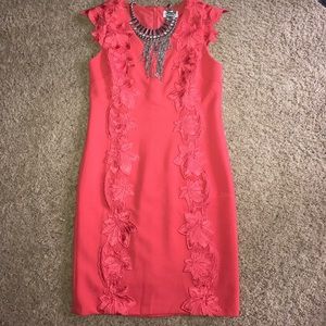 NWOT Coral embroidered patch dress