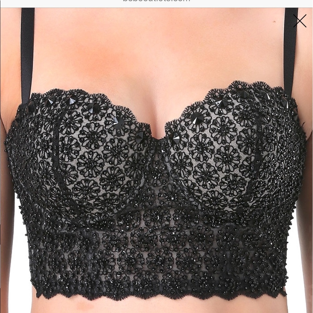 BEBE ADRIANA BEADED LACE BRA - Picture 2 of 6