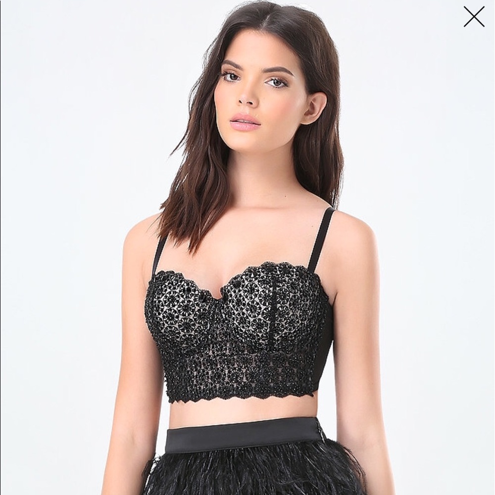 BEBE ADRIANA BEADED LACE BRA - Picture 4 of 6