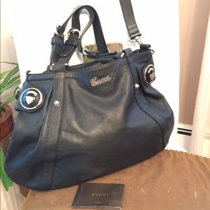 Gucci black leather hobo bag