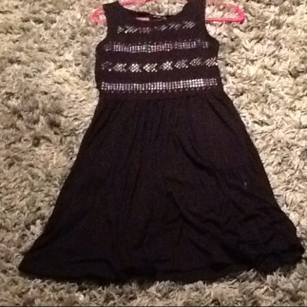 Gold studied black dress