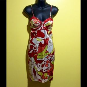 NWT multicolored spaghetti straps XOXO silk dress