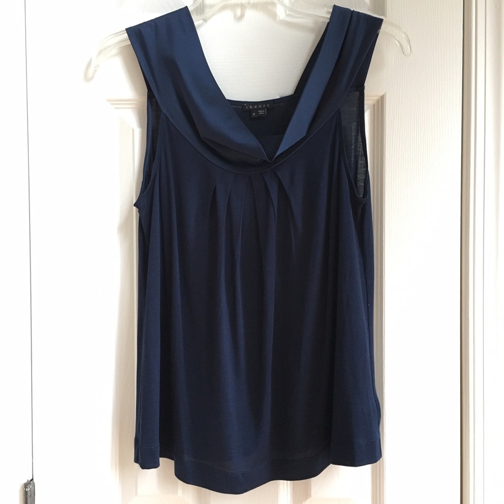 Theory silk drape neck top (petite)