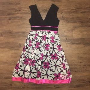 Black V-neck floral dress