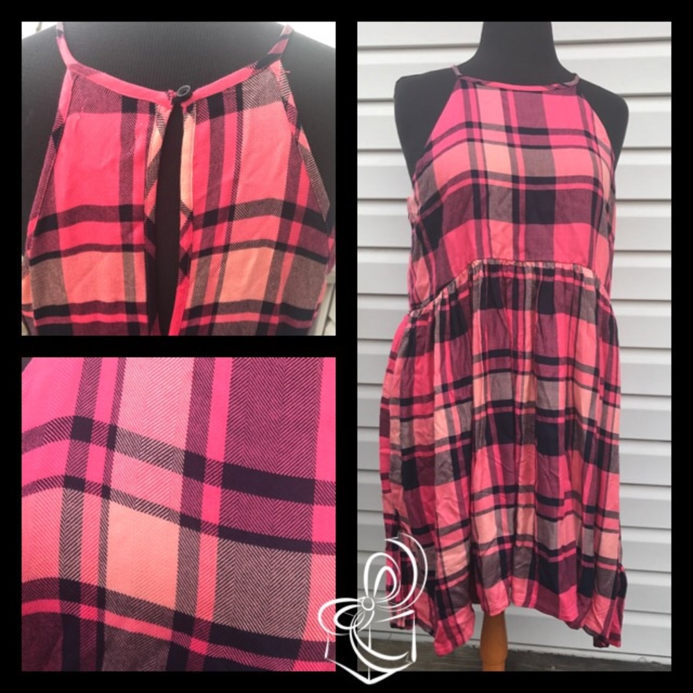 NWT Pink Plaid Hi Low Dress